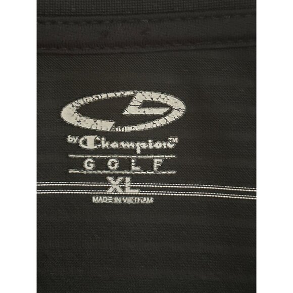 Champion Golf Duo-Dry Black Striped Short Sleeve Polo Shirt, Size XL - Picture 3 of 9